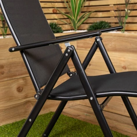 Multi Position High Back Reclining Garden / Outdoor Folding Chair In Black - Image 4