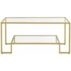 VASAGLE Glass Coffee Table With Storage For Living Room, Tempered Glass Surface, Steel Frame, 100 X 55 X 45 Cm, Golden Color By SONGMICS LGT033A01