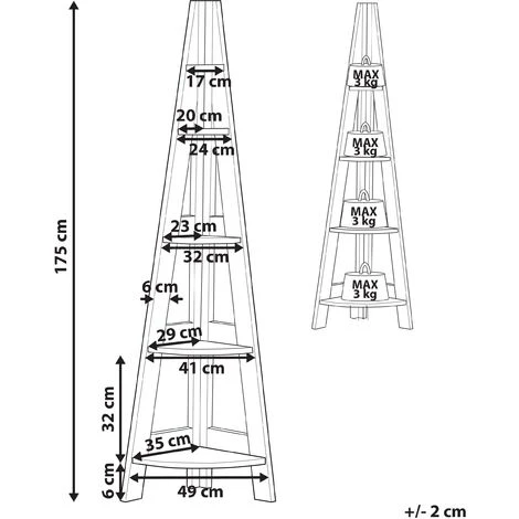 Modern Ladder Corner Shelf 4 Tiers Bookcase Dark Wood Mobile Solo - Image 3