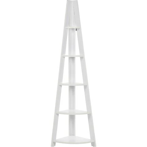 Modern Ladder Corner Shelf 5 Tiers Bookcase White Mobile Solo