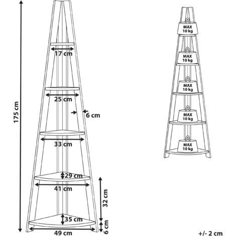 Modern Ladder Corner Shelf 5 Tiers Bookcase White Mobile Solo - Image 3