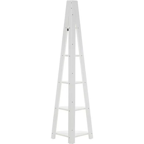 Modern Ladder Corner Shelf 5 Tiers Bookcase White Mobile Solo - Image 5