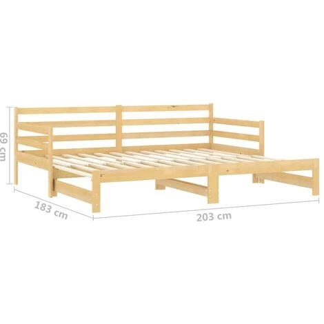 Pull-out Day Bed Solid Pinewood 2x VidaXL - Image 3