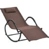 Outsunny Zero Gravity Rocking Lounge Chair Pillow Garden Outdoor Furniture Brown
