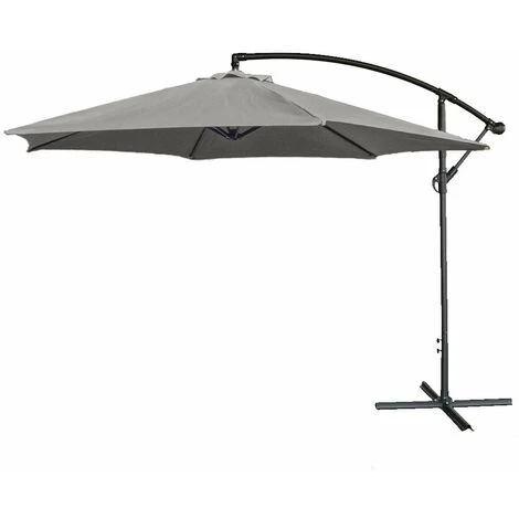 Airwave 3m Banana Cantilever Parasol Umbrella - Grey - Image 2