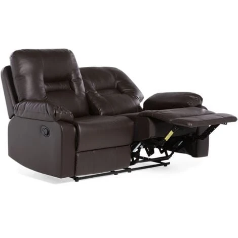 Modern Faux Leather Recliner Sofa Manual Reclining Padded 2 Seater Brown Bergen
