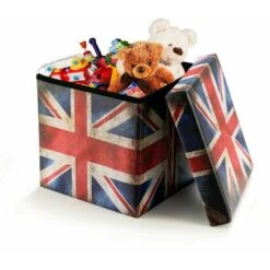 Folding Storage Ottoman Portable Padded Seat Footrest Stool Chest Kids Toy Box