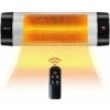 COSTWAY Wall Mounted Infrared Patio Heater With Remote Control,61 X 9 X 19cm, LED Display, 3 Heat Settings & 24-Hour Timer, Angle Adjustable Indoor Outdoor Electric Warmer, IP34 Waterproof