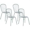 Set Of Garden Dining Chairs Light Blue High Back Metal Rust Resistant 4 Pc Calvi