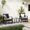 Songmics Garden Furniture Set, 3-Piece Outdoor Patio Furniture Sets, PE Rattan, Outdoor Seating For Bistro Front Porch Balcony, Easy To Assemble, 2 Chairs And 1 Table, Black And Beige GGF010M03