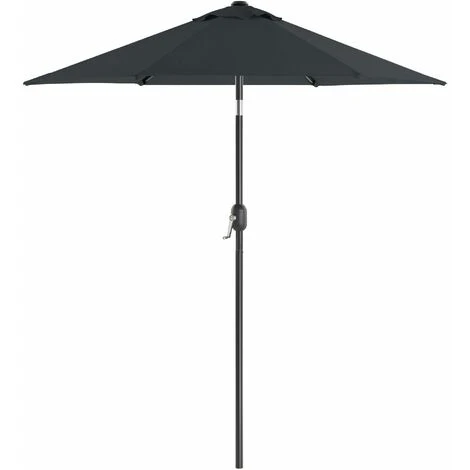 Songmics Garden Parasol Umbrella 2 M, Sunshade With Metal Pole And Ribs, Tiltable, Base Not Included, For Outdoor Terrace Balcony, Grey GPU202G01