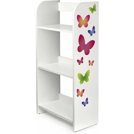 White Wooden Bookcase - 3 Shelves - Butterflies - Image 2