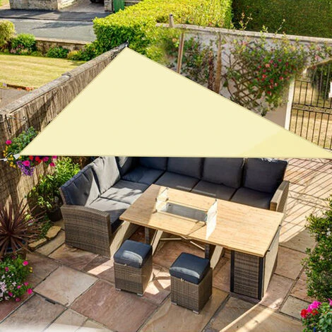 Cream Outdoor Shade Sail Patio Suncreen Awning Garden Sun Canopy 98% UV Block Triangle 2x2x2m