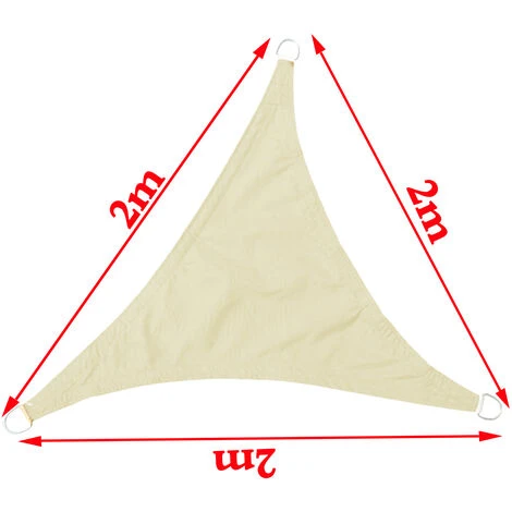 Cream Outdoor Shade Sail Patio Suncreen Awning Garden Sun Canopy 98% UV Block Triangle 2x2x2m - Image 4