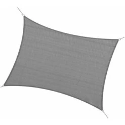 Outsunny Sun Shade Sail Rectangle HDPE Canopy UV Protection, Charcoal Grey 5m X 4m
