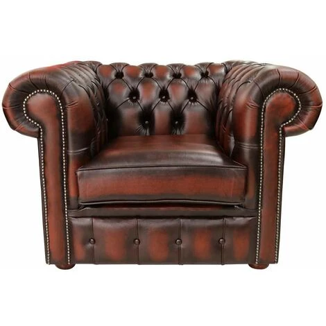 Chesterfield Low Back Club ArmChair Antique Rust Leather