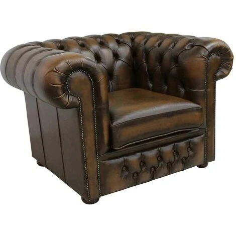 Chesterfield Winchester Low Back Club ArmChair Antique Tan Leather - Image 2