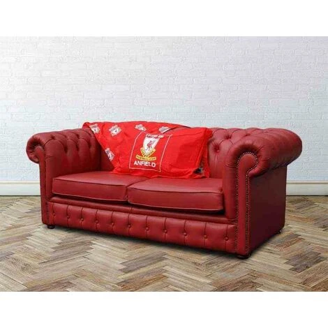 Chesterfield Red Leather Liverpool Sofabed UK Manufactured