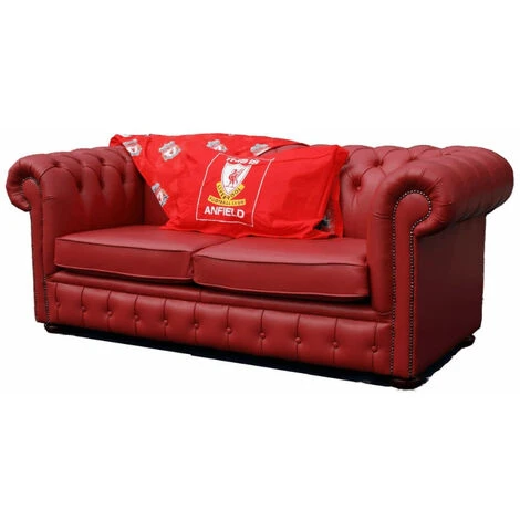 Chesterfield Red Leather Liverpool Sofabed UK Manufactured - Image 3