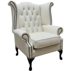 Chesterfield Cream Leather Wing Chair
