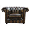 Chesterfield Low Back Club ArmChair Antique Gold Leather