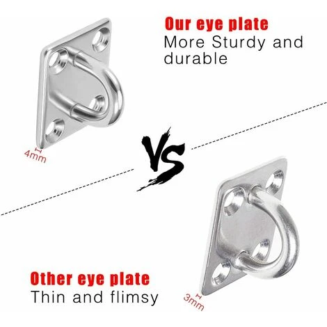 LangRay 4Pcs 6mm 304 Stainless Steel Oblique Plate Protective Eye, Marine Stapling Hardware Hook Loop - Image 2