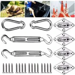 LangRay Shade Sail Fixing Kit, Stainless Shade Sail - For Safe Installation Of Square And Triangular Canopies