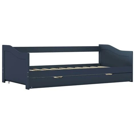 Topdeal Pull-out Sofa Bed Frame Grey Pinewood 90x200 Cm VDTD24041 - Image 3