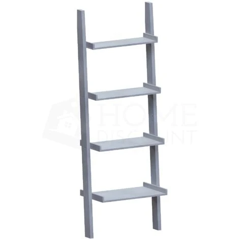 York 4 Tier Ladder Shelf Unit Bookcase Shelving Display Stand Rack Storage, Grey - Image 5