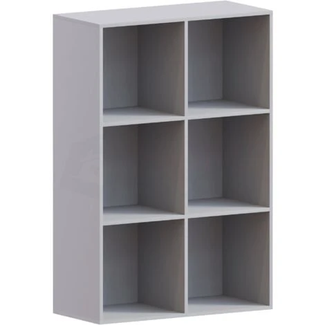 Durham 6 Cube Bookcase Shelf Wooden Display Storage Rack Free Standing Shelf Unit, Grey-0-Baskets - Image 5