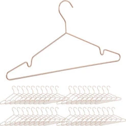 Set Of 40 Relaxdays Rosé-Golden Coat Hangers, Thin Elegant Wire Hangers For Tops, Shiny, Compact, Copper