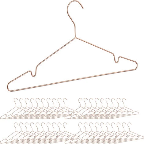 Set Of 40 Relaxdays Rosé-Golden Coat Hangers, Thin Elegant Wire Hangers For Tops, Shiny, Compact, Copper