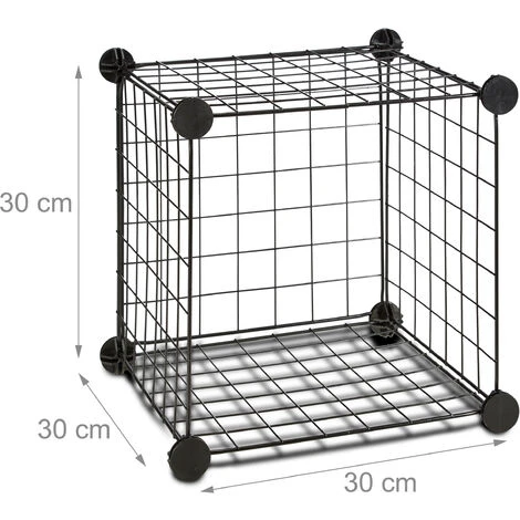Relaxdays Modular Grid Shelf, 6 Compartments, DIY Shelving System, Metal, Open Cube Rack, 30 X 30 Cm, Black - Image 5
