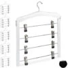 Set Of 6 Relaxdays Multi Skirt Holders Compact, 360° Swivel Hooks, Clips For Pants And Skirts, Wooden, White