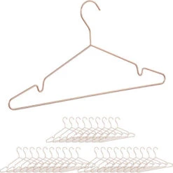 Set Of 30 Relaxdays Rosé-Golden Coat Hangers, Thin Elegant Wire Hangers For Tops, Shiny, Compact, Copper