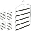 Set Of 5 Relaxdays Space Saving Clothes Hangers, Multiple Trouser Rails, Metal, HWD: 44.5 X 37 X 2.7 Cm, Silver/Black