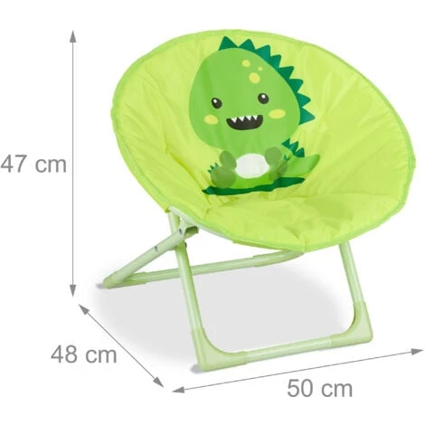 Relaxdays Moon Chair Kids, Foldable, Indoor, Camping Seat For Boys & Girls, HxWxD 48 X 51 X 48 Cm, Monster, Yellow - Image 4