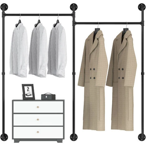 Industrial Iron Pipe Shelf Wall-Mounted Heavy Duty Garment Rail Wall Floating Shelves - Image 2