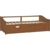 3-Seater Day Bed With Drawers Honey Brown Solid Pinewood 90x200 Cm VidaXL