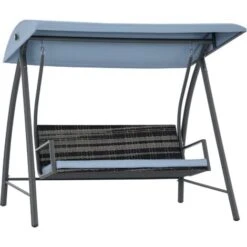 Outsunny Garden Rattan Swing Chair Swinging Hammock W/ Cushion Black