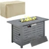 Outsunny Outdoor Gas Fire Pit Table Smokeless Firepit W/ Rain Cover, Lid, Grey