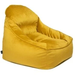 Loft 25 Adult Highback Soft Velvet Large Bean Bag Chair Indoor Living Room Gaming Beanbag Lounger, Tumeric