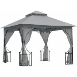 Outsunny Gazebo Party Tent Canopy Sun Shade For Patio Garden Light Grey