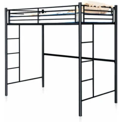 3.5FT Twin Metal Loft Bed Frame High Sleeper Bunk Bed Study Desk Cabin Bed Solid