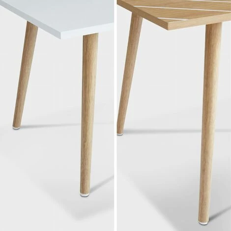 Pair Of Scandi-style Side Tables, Solid Eucalyptus Wood Frame, 110x50x45.5cm And 70x40x39cm - Etnik - Natural And White - Image 4