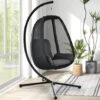 Hanging Hammock Chair Swing Egg Chair W/ Cushion & Waterproof Cover Black