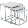 Premier Housewares White Nest Of 3 Tables With Chrome Frame