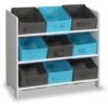 Storage Combination With 9 Boxes For Kids Toy, 65x30x59.5cm - Camille - Grey And Blue
