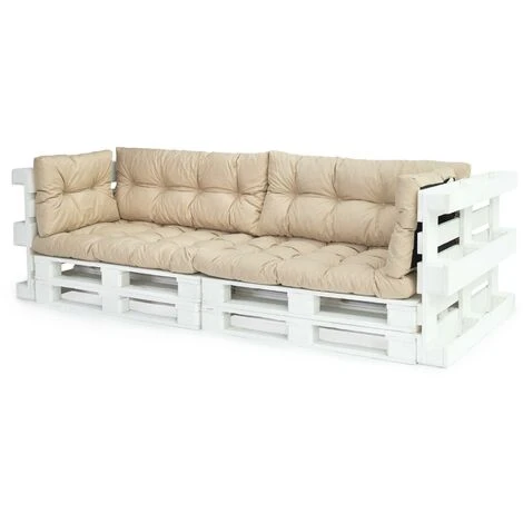 Gardenista Outdoor Tufted Sofa Seat Cushions For Garden Furniture Water Resistant Tufted Pallet Seating Pads Lightweight And Soft Polyester Covers With Crumb Foam Fill 6pck, (Stone)