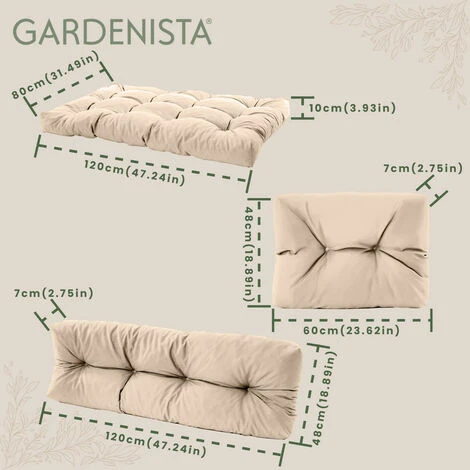 Gardenista Outdoor Tufted Sofa Seat Cushions For Garden Furniture Water Resistant Tufted Pallet Seating Pads Lightweight And Soft Polyester Covers With Crumb Foam Fill 6pck, (Stone) - Image 2